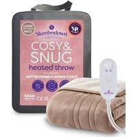 Slumberdown Slumberdown Cosy & Snug Sherpa Fleece Heated Throw, Mole/Natural