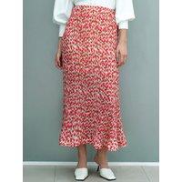 French Connection Womens High Elasticated Waist Floral Print Midi Skirt - Pink