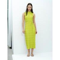 French Connection Womens Crinkle Plisse Funnel Neck Midi Dress - Green