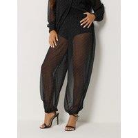 Yours Womens Petite Diamante Sheer Balloon Trousers - Black