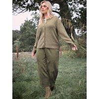 Yours Womens Curve Suede Barrel Leg Trousers - Green