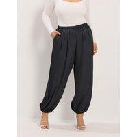 Yours Womens Curve Satin Balloon Trousers - Black