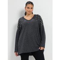 Yours Curve Pearl Detail Soft Touch Jumper