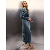 Yours Womens Tall Knot Front Velvet Maxi Dress - Grey