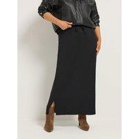 Yours Womens Curve Drawstring Waist Side Split Maxi Skirt - Black