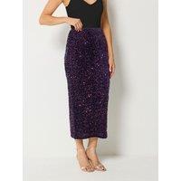 Long Tall Sally Womens Tall Sequin Velvet Maxi Skirt - Purple