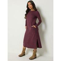 Yours Womens Petite Jersey Pockets Side Split Maxi Dress - Red