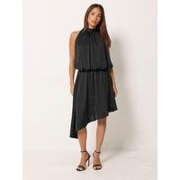 Yours Womens Petite Halter Neck Asymmetric Dress - Black
