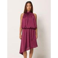 Yours Womens Petite Halter Neck Asymmetric Dress - Red