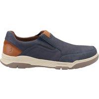 Hush Puppies Mens Fletcher Leather Memory Foam Slip-On Shoes - Navy
