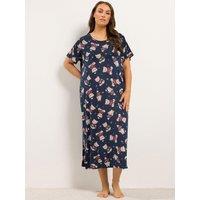 Yours Womens Curve Soft Touch Teddy Midaxi Nightdress - Blue