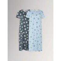 Yours Curve 2 Pack Soft Touch Animal Midaxi Nightdress
