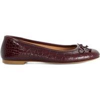 Dune London Womens Helenne Croc-Effect Bow Flat Ballet Pumps - Red