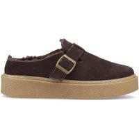 Hush Puppies Womens Blanche Fur Suede Faux Shearling Mule Shoes - Brown