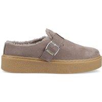 Hush Puppies Womens Blanche Fur Water-Repellent Suede Cosy Shearling Mule Shoes - Beige