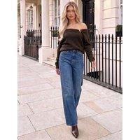 Ax Paris Womens Asymmetric Neck Hardware Cardigan Jumper - Brown