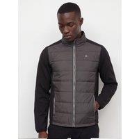 Calvin Klein Golf Mens Golf Hybrid Quilted Front Stretch Panels Full Zip Jacket - Black