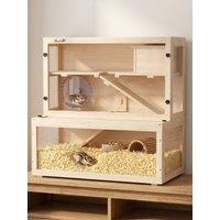 Pawhut 3 Tier Wooden Hamster Cage With Hut, Wheel, Ramps, 80 X 50 X 84 Cm