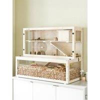 Pawhut 3 Tier Wooden Hamster Cage With Hut, Wheel, Ramps, 100 X 50 X 84 Cm