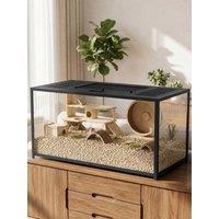Pawhut Large Hamster Cage, Chewproof Metal Rat Cage With Openable Top, Black