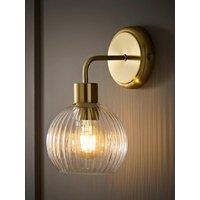 Valuelights Maddison Brushed Gold Ribbed Glass Semi Flush Wall Light With Bulb