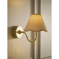 Valuelights Lowe Brushed Gold Rechargeable Wall Light Base With Florie Natural Shade