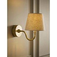 Valuelights Lowe Brushed Gold Rechargeable Wall Light Base With Linen Taper Shade