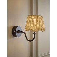 Valuelights Lowe Matte Black Rechargeable Wall Light With Rattan Taper Shade