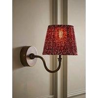 Valuelights Lowe Brushed Brass Rechargeable Wall Light With Burgandy Floral Pleated Shade