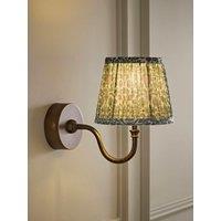 Valuelights Lowe Brushed Brass Rechargeable Wall Light With Floral Pleated Shade