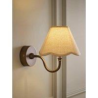 Valuelights Lowe Brushed Brass Rechargeable Wall Light With Florie Natural Shade