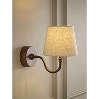 Valuelights Lowe Brushed Brass Rechargeable Wall Light With Linen Taper Shade