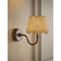 Valuelights Lowe Brushed Brass Rechargeable Wall Light With Rattan Taper Shade