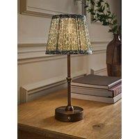 Valuelights Lowe Brushed Brass Rechargeable Table Lamp With Floral Pleated Shade