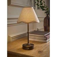 Valuelights Lowe Brushed Brass Rechargeable Table Lamp With Florie Natural Shade