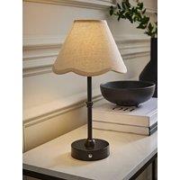 Valuelights Lowe Matte Black Rechargeable Table Lamp With Florie Natural Shade