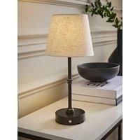 Valuelights Lowe Matte Black Rechargeable Table Lamp With Linen Taper Shade