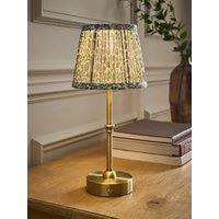 Valuelights Lowe Brushed Gold Rechargeable Table Light Base With Floral Pleated Shade