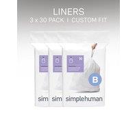 Simplehuman Code B Bin Liners, Pack Of 90 Liners, 6L, White