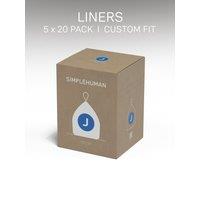 Simplehuman Code B Bin Liners, Pack Of 100 Liners, 30L-45L, White