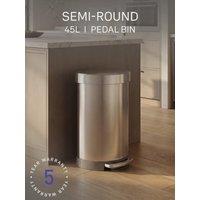Simplehuman 45L Semi-Round Pedal Bin, Brushed Stainless Steel