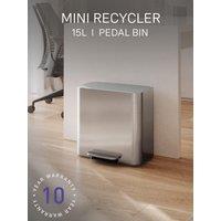 Simplehuman 15L Mini Recycling Pedal Bin, Brushed Stainless Steel