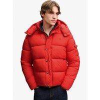 Superdry Mens Premium Ripstop Relaxed Fit Detachable Hood Puffer Jacket - Red