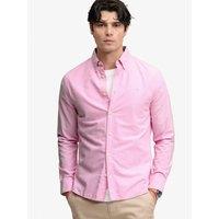 Superdry Mens Preppy Oxford Cotton Button-Down Long Sleeve Shirt - Pink