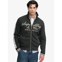 Superdry Mens Company Logo Script Zip-Through Track Top - Black