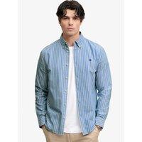 Superdry Mens Preppy Oxford Relaxed Fit Cotton Long Sleeve Shirt - Navy
