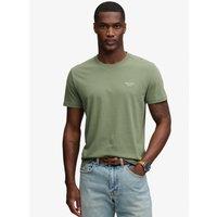 Superdry Mens Essential Serif Logo Emb Slim Fit T-Shirt - Khaki