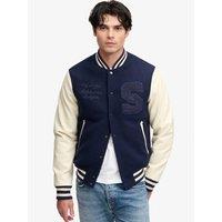 Superdry Mens Vintage Patched Wool Blend Varsity Jacket - Navy