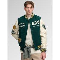 Superdry Mens Vintage Patched Regular Fit Varsity Jacket - Dark Green