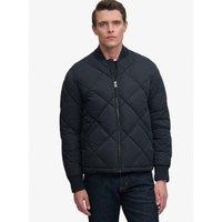 Superdry Mens Diamond Quilted Full Zip Rib-Knit Jacket - Navy